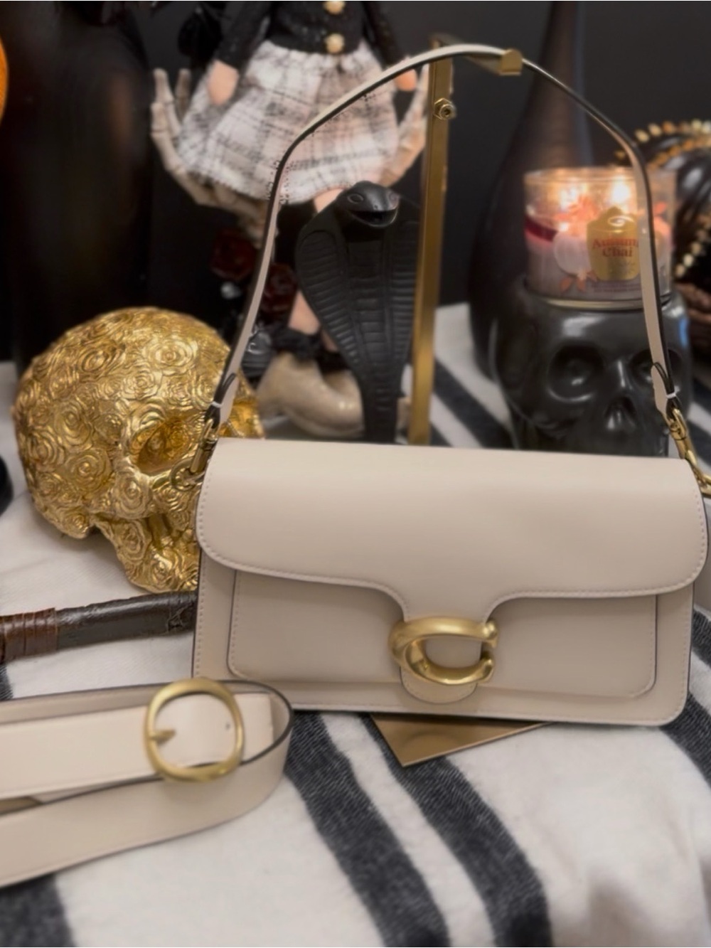 Shoulder Bag with Gold Hardware  coach